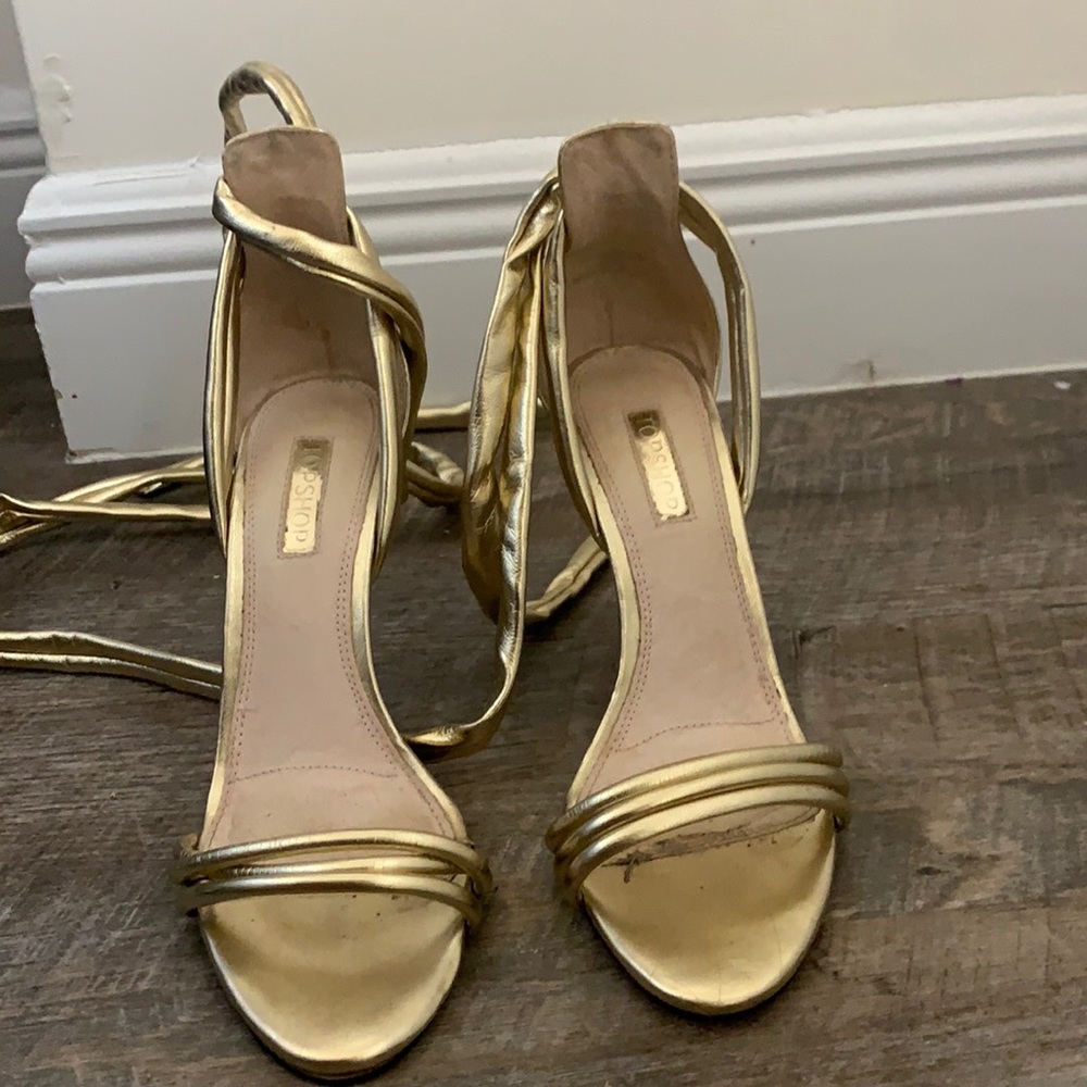 Top shop ankle strap gold heels